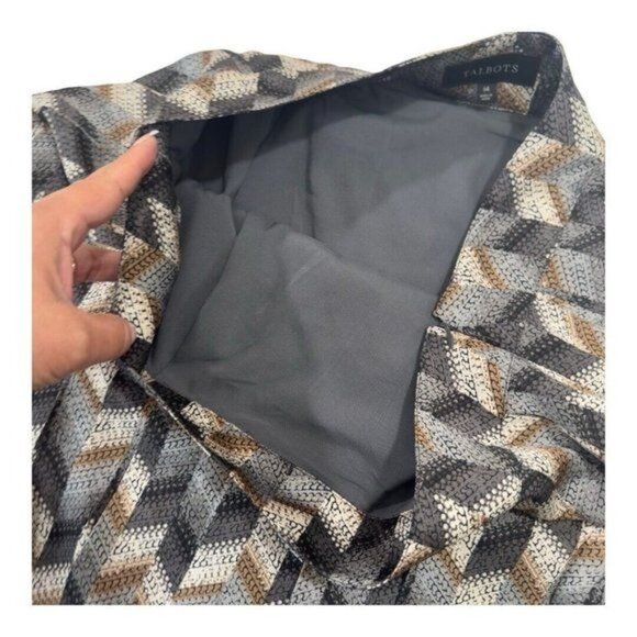 Talbots Women SZ 14 Multicolored Pleated Chevron Print Skirt Midi Length Casual - Picture 5 of 9